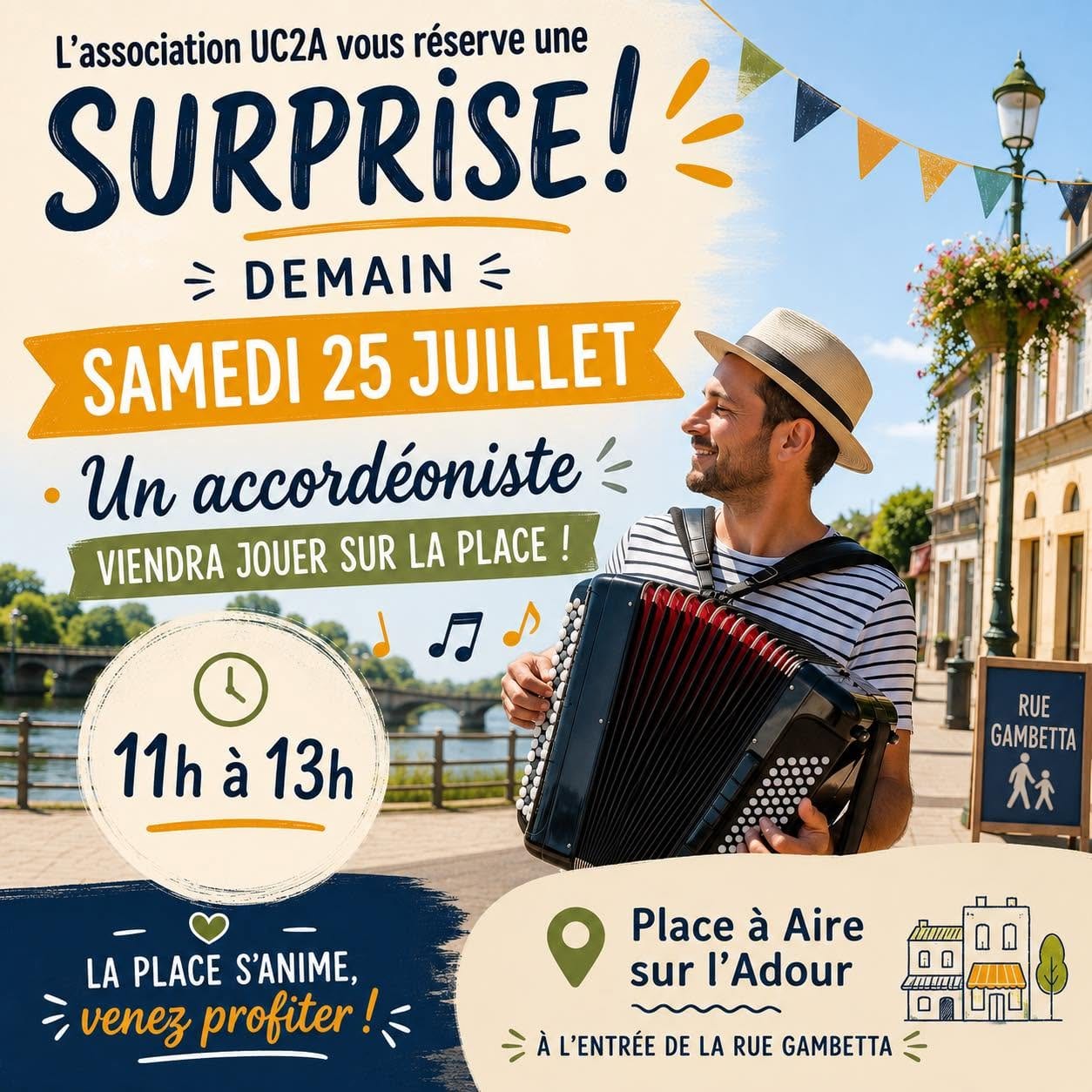 Demain matin ambiance guinguette à Aire  !